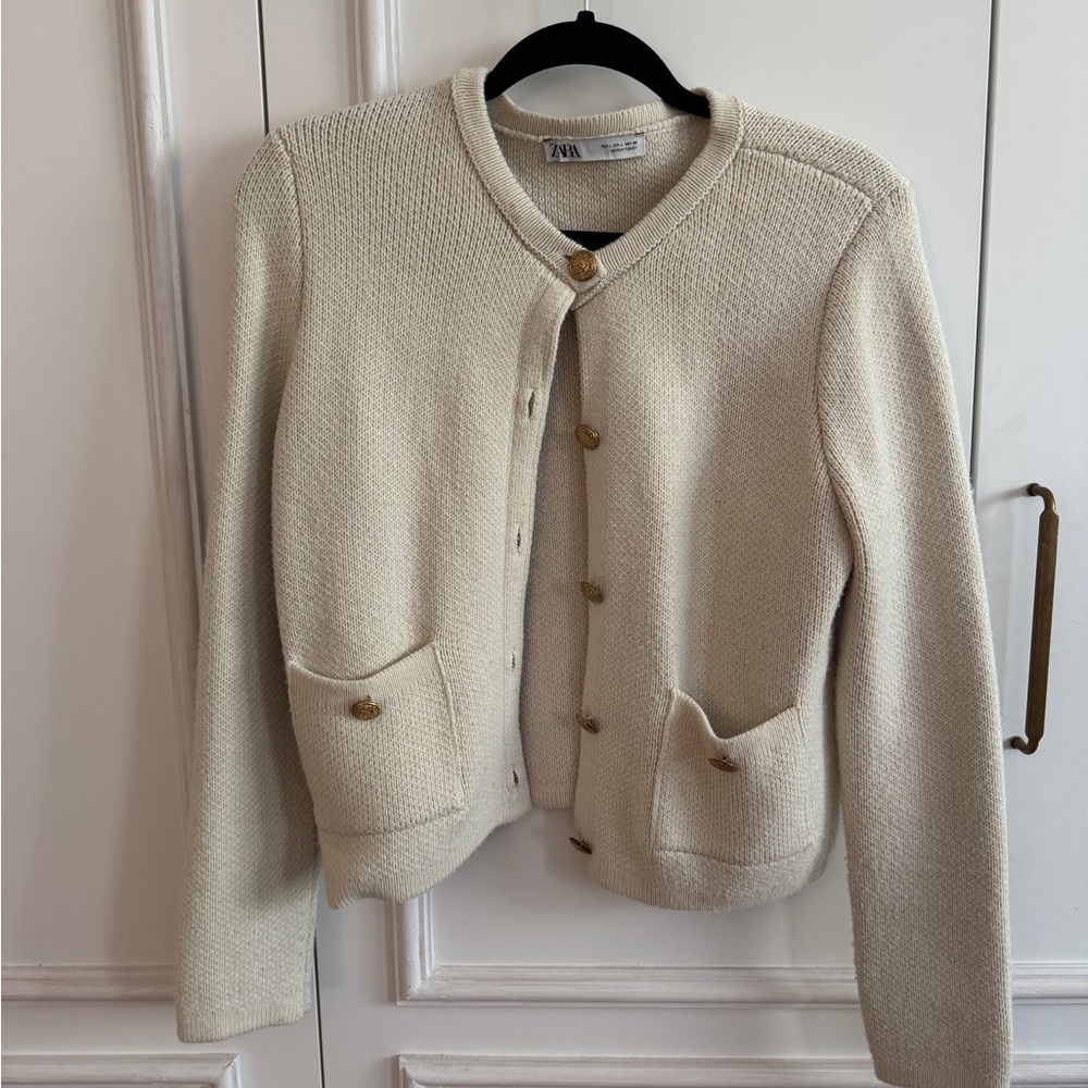 Zara cream Thick Women's Cardigan Sweater